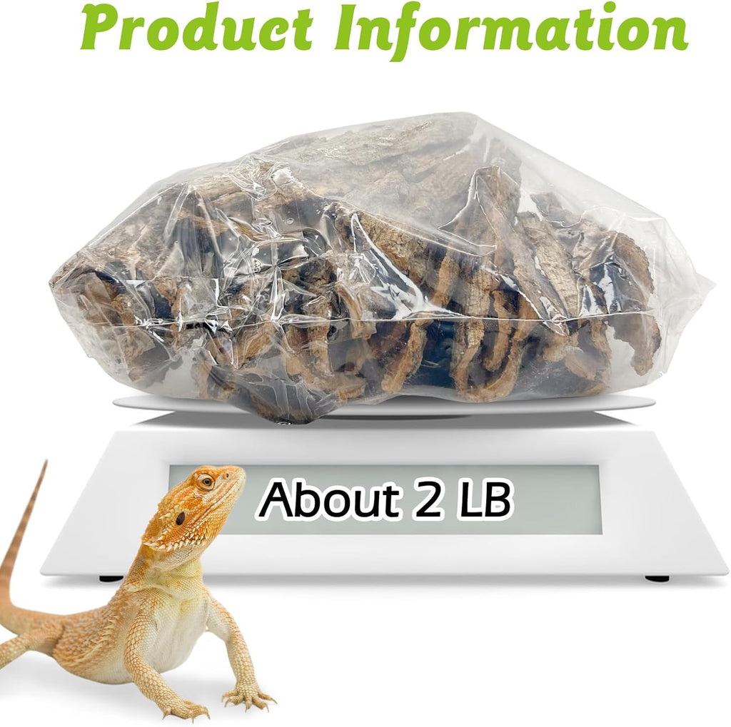 Reptile Cork Bark Bulk 2 Lb Cork Wood for Terrarium, Natural Flat Cork Bedding Terrarium Substrate for Bearded Dragon Snake Spiders Hermit Crabs Geckos Tortoise