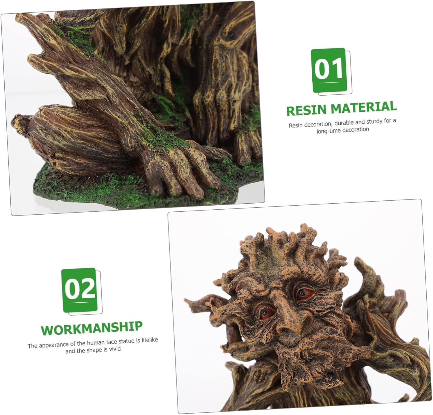 Zerodeko Fish Tank Tree Trunk Decoration, Aquarium Tree face décor Ornaments for Fish Tank, Resin Old Man Figurine for Freshwater Saltwater, Aquarium Betta Fish Decoration
