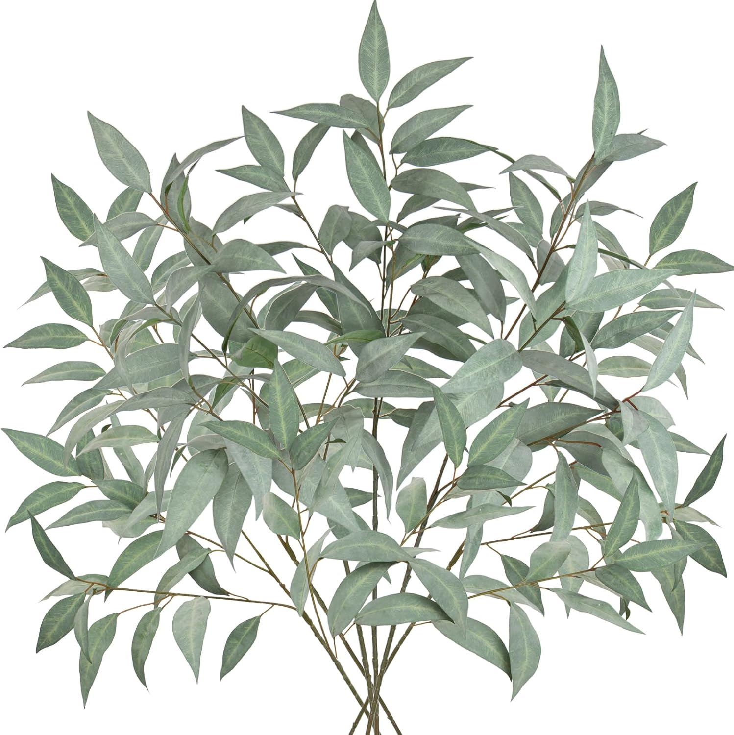 Briful Set of 6 Faux Eucalyptus Stems 39.5 '' Long Stem Artificial Branches for Vase Round Year Greenery Stems Realistic Gray Eucalyptus Leaf Sprays for Home Decor Indoor Party Wedding
