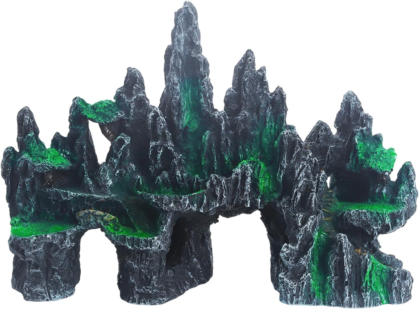 Saim Large Aquarium Rock Decorations, Mountain Ornament Fish Cave Bridge, Fish Tank Aquascape Model for Gold Fish, Betta Cichlids Hideaway Cave Hideout (12.09x3.94x8.58inch)