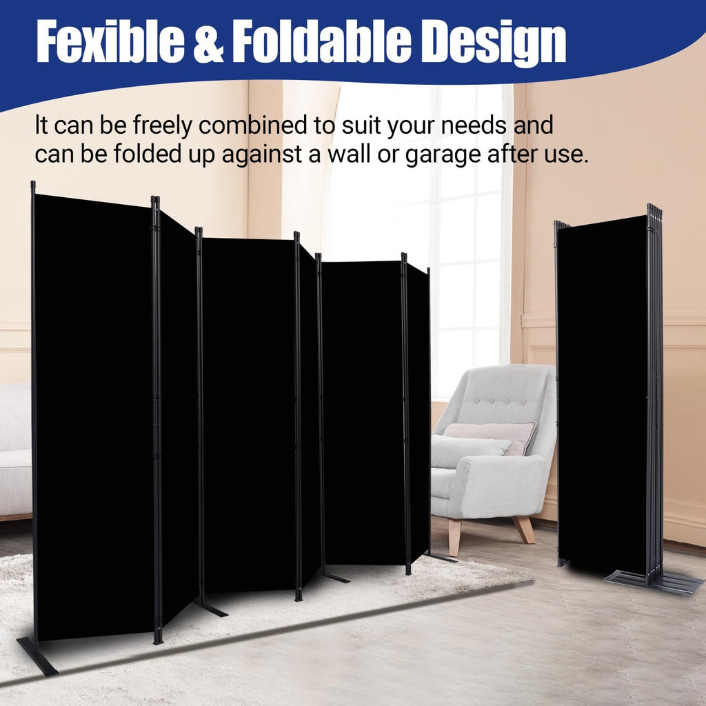 Room Divider and Folding Privacy Screens 6 Panel, 11 Ft Wide Room Partitions Dividers, Portable Room Divider Screen for Room Separtition, Folding Wall Dividers for Rooms, Office, Bedroom, Studio Black