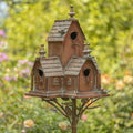 Zaer Ltd. Large Copper Colored Multi-Birdhouse Stakes, Room for 5 Bird Families in Each (XL Country Farm Home Colorado)