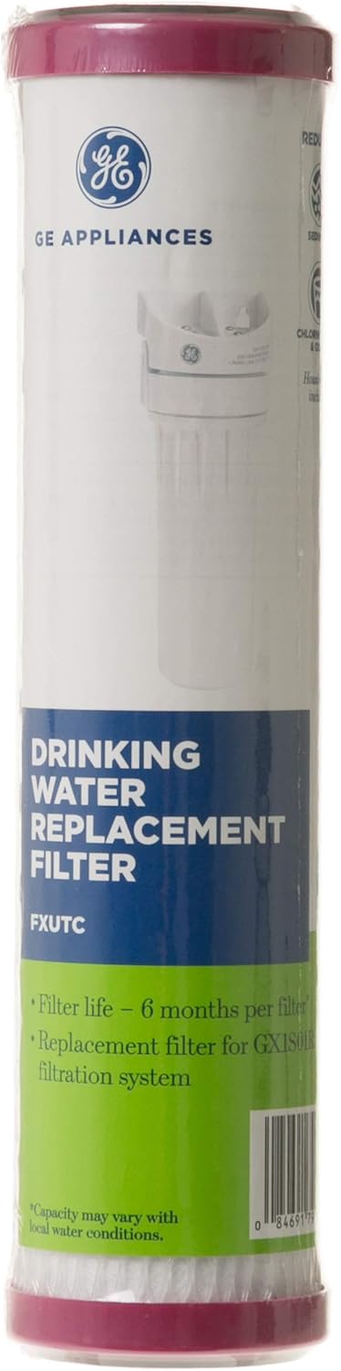 GE Basic Single Stage Drinking Water System Replacement Filter, Fits GX1S01R Under Sink Filtration System, Replace Every 6 Months, FXUTC