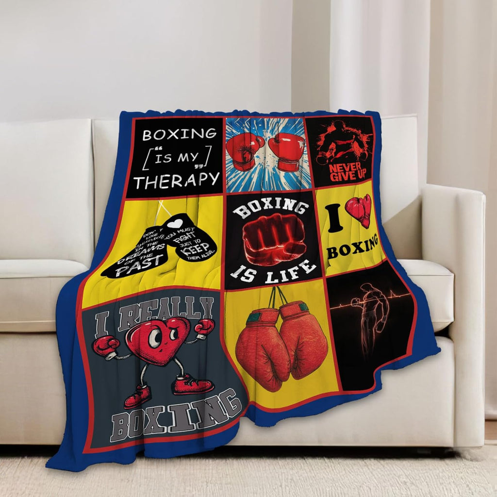 Boxing Blanket Boxing Gloves Sports Lover Throw Blankets Gifts for Girls Boys Kids Soft Cozy Fleece Plush for Couch Sofa Bed 80"x60"
