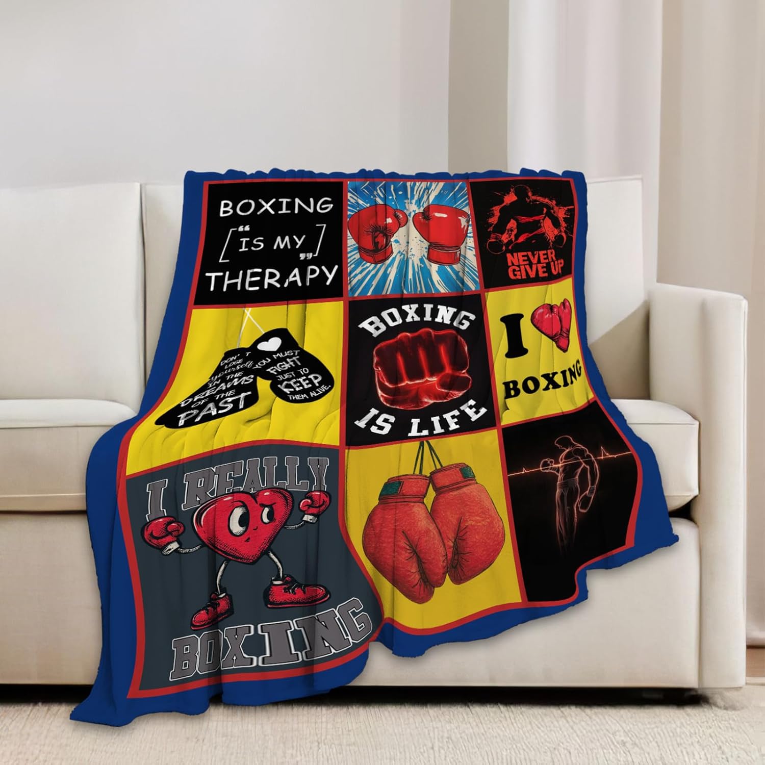 Boxing Blanket Boxing Gloves Sports Lover Throw Blankets Gifts for Girls Boys Kids Soft Cozy Fleece Plush for Couch Sofa Bed 60"x50"