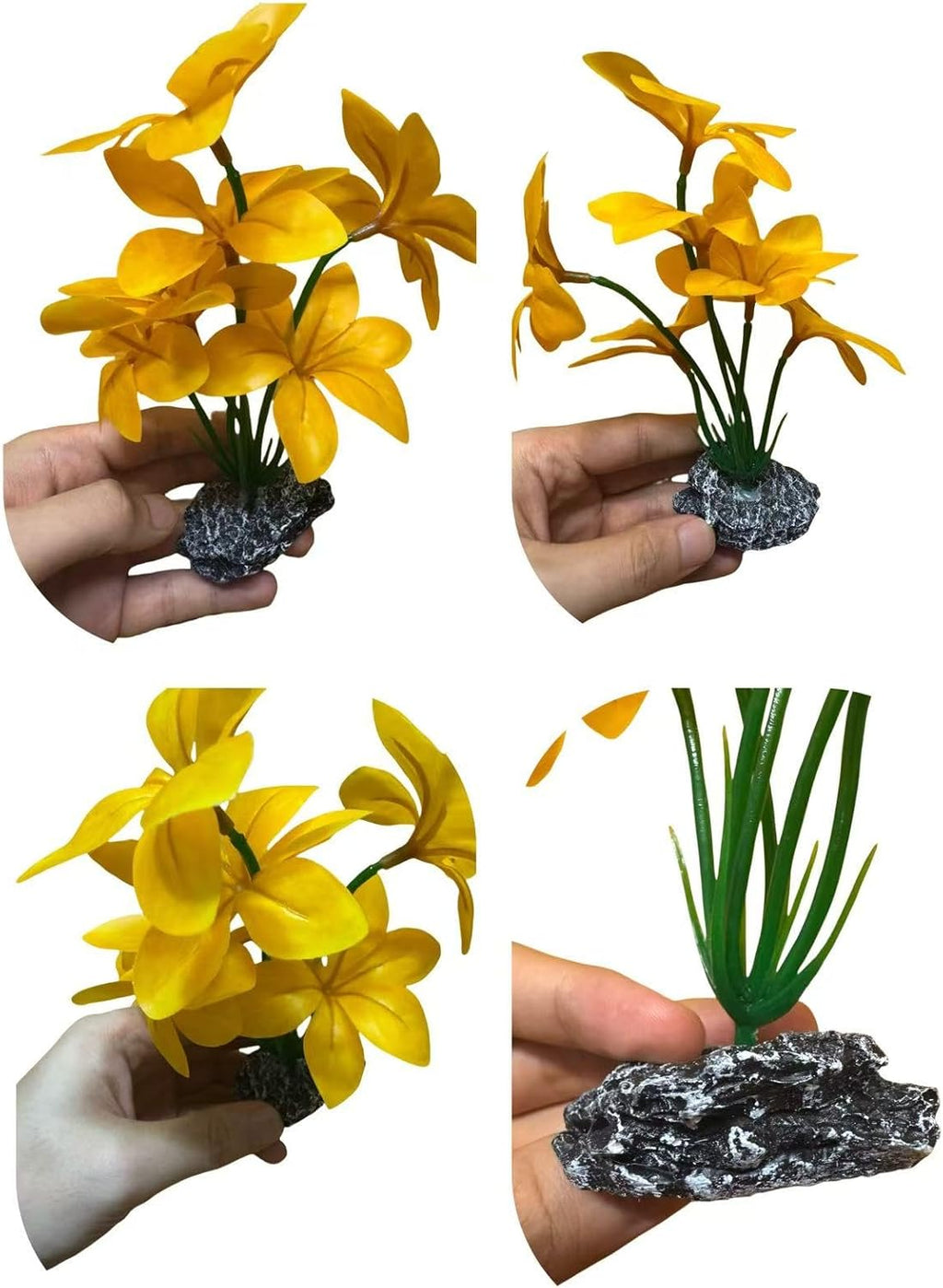JGbaby Artificial Aquarium Plants,Fish Tank Decorations Betta Leaf Hammock 7in Realistic Silk & Plastic Plants, Hideout Decor for Betta. Goldfish,Reptiles,Small Tanks (Yellow Type-A)