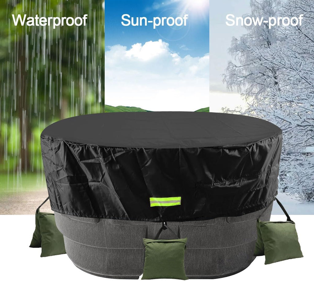 Rubermaid 150 Gallon Waterproof Stock Tank Cover with Zipper, Rectangular Cold Plunge Oval Ice Bath Tub Horse Livestock Water Trough Insulated Cover for Outside Polar Protector 150 Gallon Tank