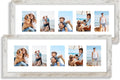 8x24 Picture Frame 2 Pack, Distressed White Wood Frame with Tempered Glass, Display Pictures Multiple Five 4x6 With Mat or 8 x 24 Without Mat - Horizontal or Vertical Wall Mounting