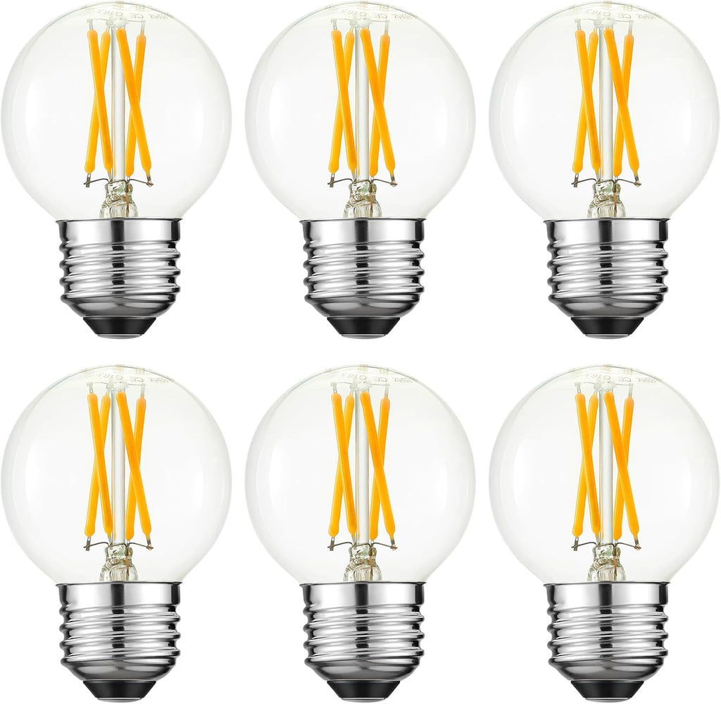 Arberlic G16.5 Light Bulb LED,4W E26 LED Bulb dimmable Equivalent E26 40 watt Light Bulb,Warm White 2700K,400lm,CRI85+,AC120V,Edison Style,Clear Glass,Flicker Free,Pack of 6