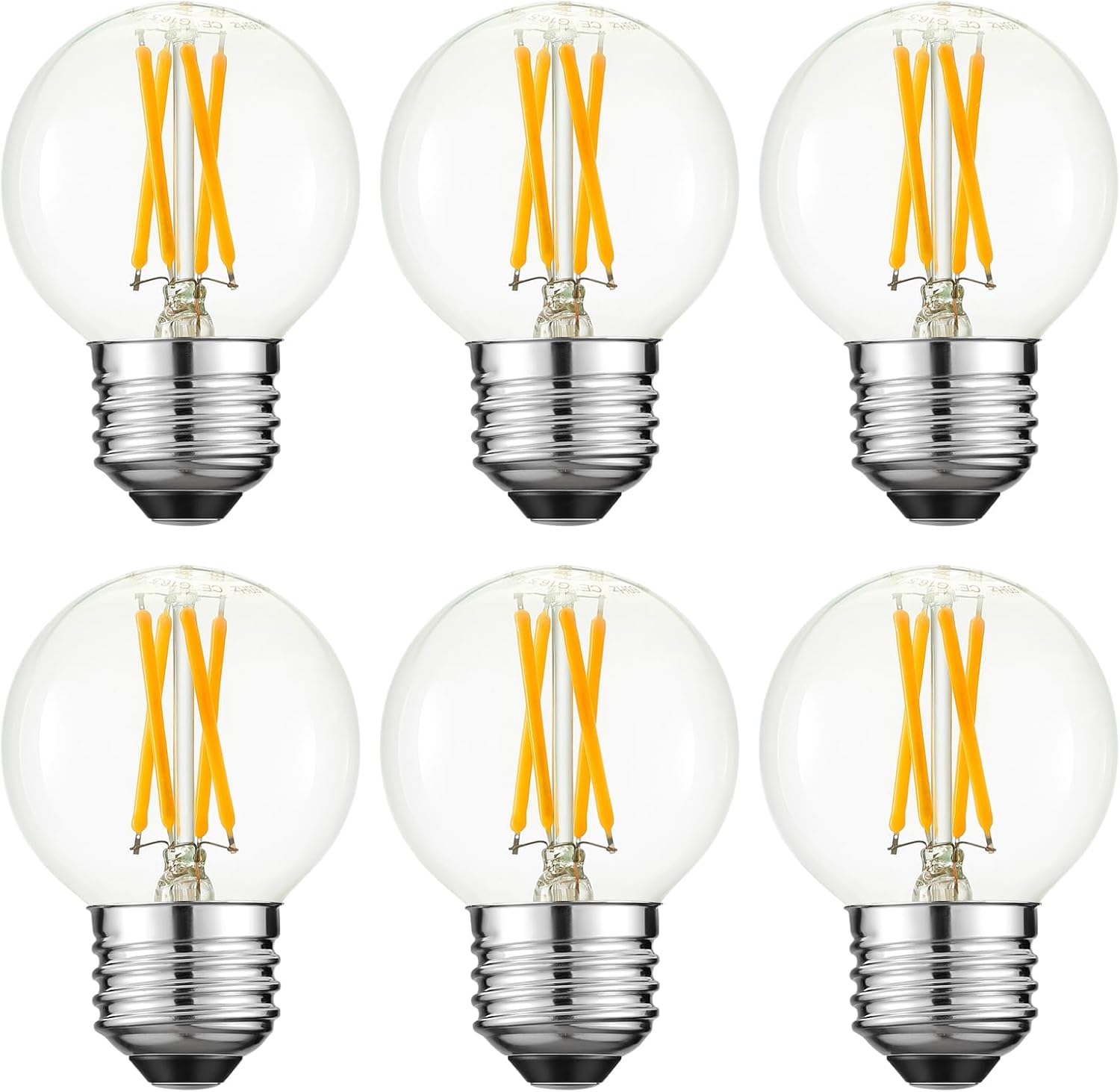Arberlic G16.5 Light Bulb LED,4W E26 LED Bulb dimmable Equivalent E26 40 watt Light Bulb,Warm White 2700K,400lm,CRI85+,AC120V,Edison Style,Clear Glass,Flicker Free,Pack of 6