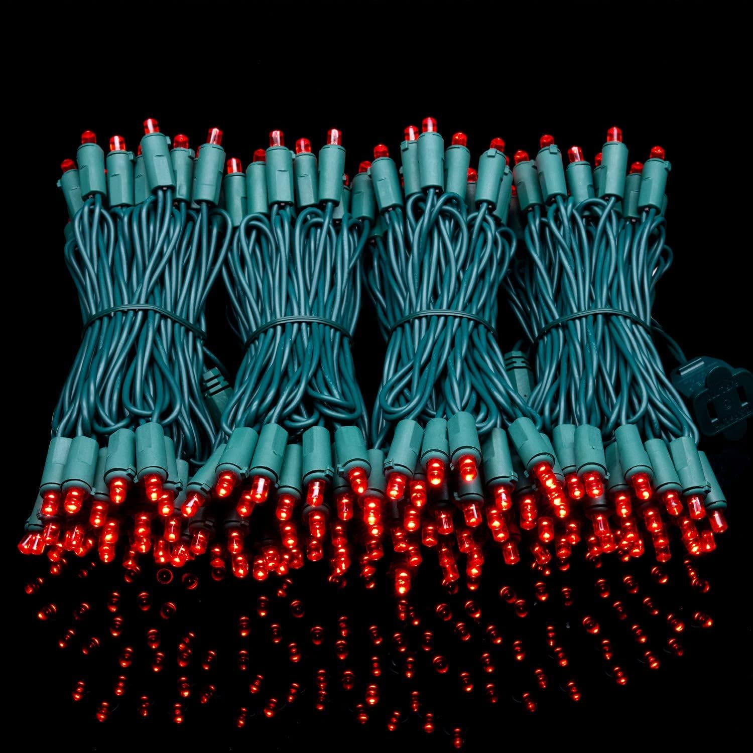YULETIME 200 Red Wide Angle LED Christmas Lights, 66 Feet Green Wire UL Certified 5mm Holiday String Light Set (Red)