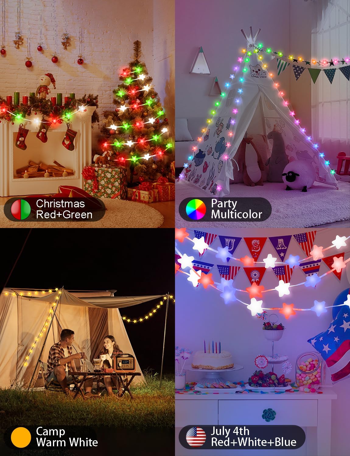 Smart Star Fairy Lights Plug in, 33Ft 16 Million Color Changing String Lights RGB Built in Chip APP & Remote Control DIY Music Sync Twinkle Light for Bedroom Christmas Decoration Christmas Gift