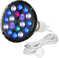 LED Aquarium Lights Bulb 18W Saltwater Fish Tank Light Full Spectrum Aquatic Plants Grow Lamp Refugium Light with UV Blue White Red Green LEDs Reef Lights for Coral Marine Algae Turtle Habitat