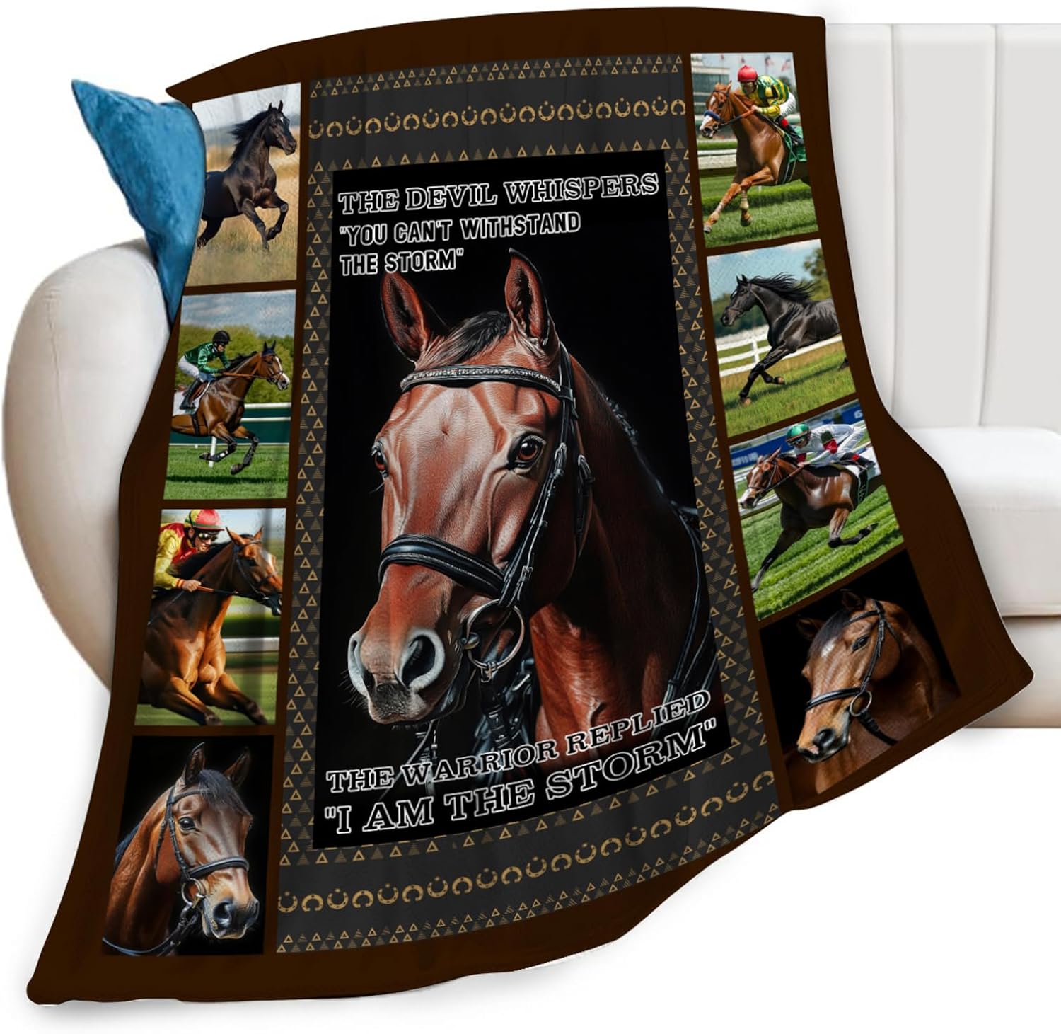 Horserace Throw Blanket Horse I Am The Storm Print Throw Blankets Gifts for Couch Sofa Bed Stuff Decor Soft Cozy Fleece Plush Warm Flannel Bedding for Lover Men Women 40"x50"