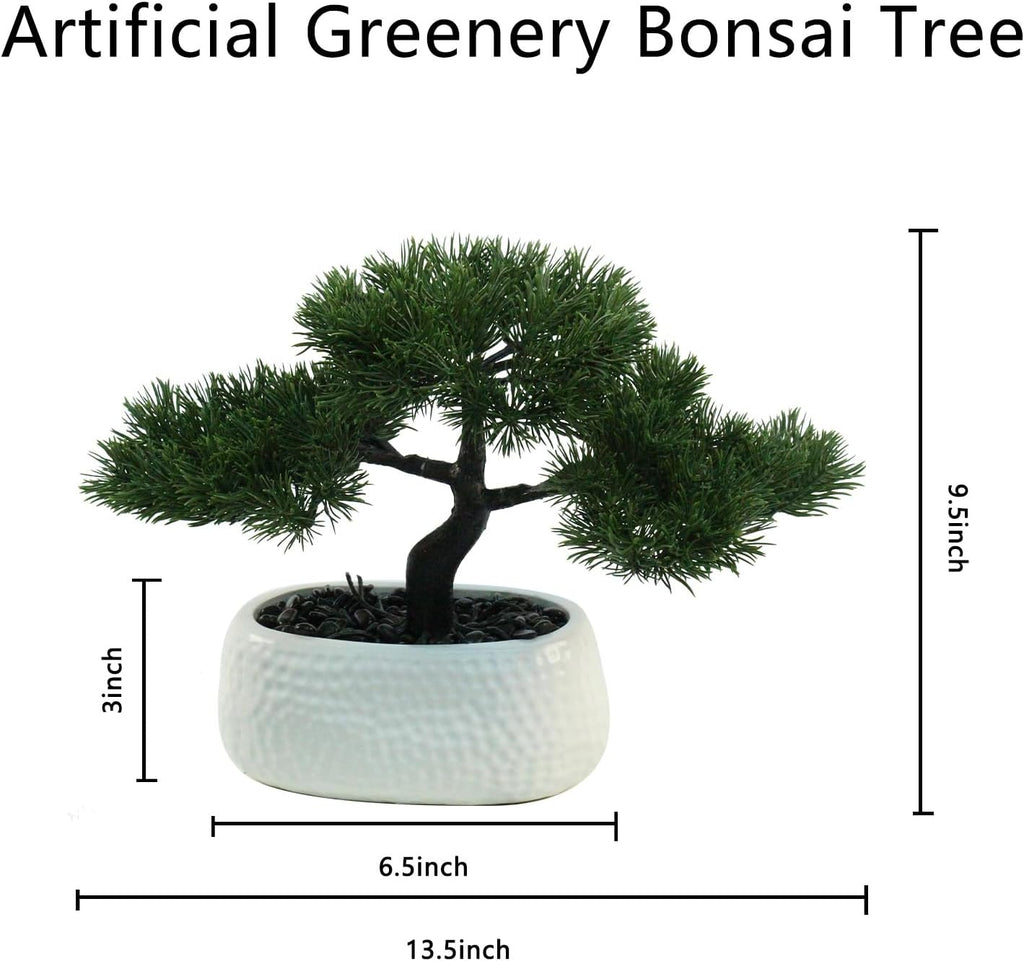 Artificial Bonsai Tree for Office, Faux Bonsai Juniper Small Artificial Plants for Home Entryway Decor Living Room Apartment Bookstore Cafe Desk, Fake Bonsai with Ceramic Pot (13.5 x9.5 in)