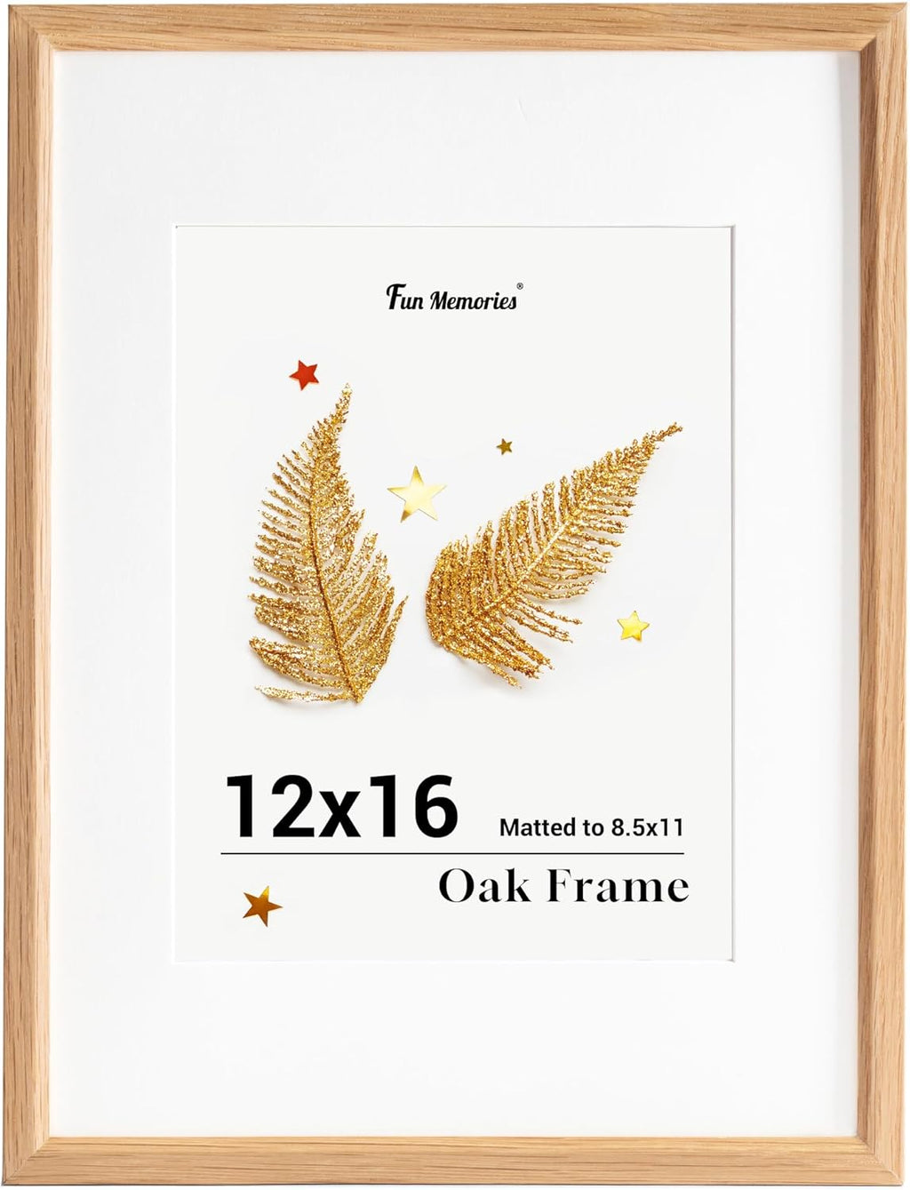 Fun Memories 12x16 Picture Frame, Solid Oak Wood Picture Frames, Modern Photo Frame for Wall 12x16 with 8.5x11 Mat, High Definition Plexiglass & Wall Hook Included (Beige, 1 Pack)