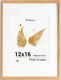 Fun Memories 12x16 Picture Frame, Solid Oak Wood Picture Frames, Modern Photo Frame for Wall 12x16 with 8.5x11 Mat, High Definition Plexiglass & Wall Hook Included (Beige, 1 Pack)