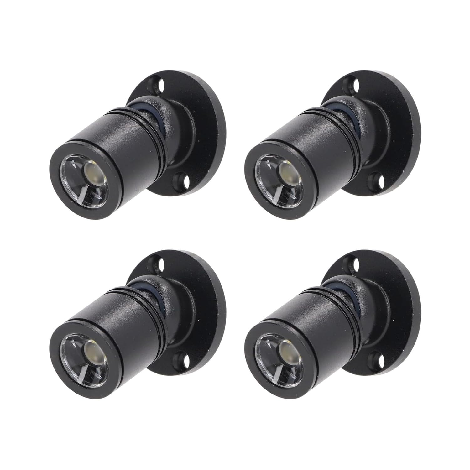 Dimmable 12V LED Mini Spotlights for Display - 1.5W Warm White 3000K, Small Spotlights for Displays with Dimmer, Black - Set of 4
