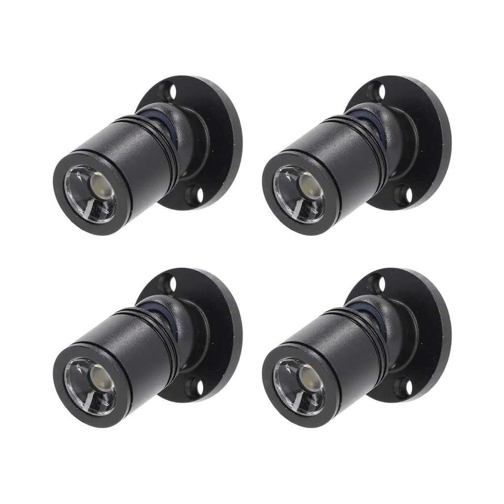 Dimmable 12V LED Mini Spotlights for Display - 1.5W Daylight 6500K, Small Spotlights for Displays with Dimmer, Black - Set of 4