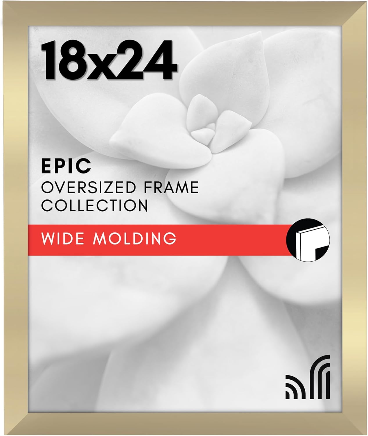 Americanflat 18x24 Poster Frame with Polished Plexiglass - Gold Picture Frame - Wide Photo Frames Made of Engineered Wood for Vertical or Horizontal Wall Display - Epic Collection - Gold