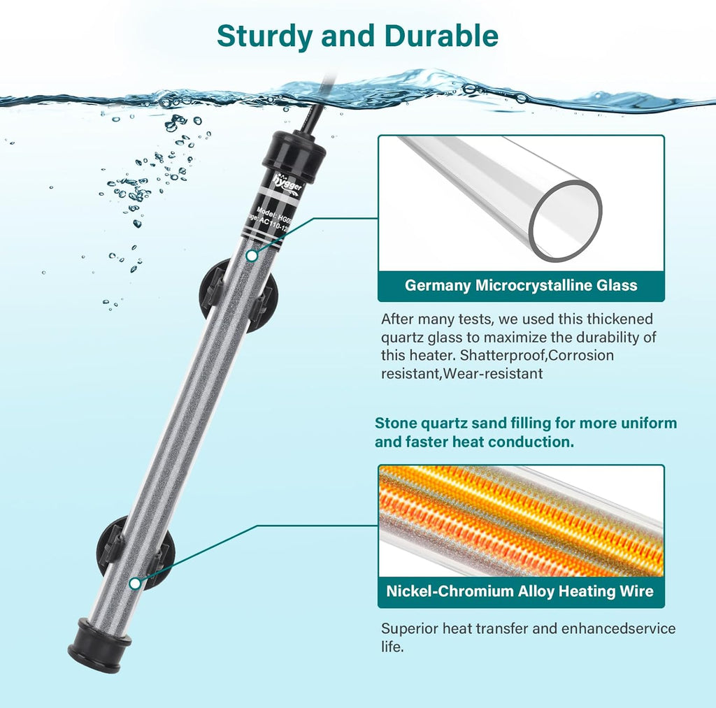 hygger Submersible Aquarium Heater, 100W 150W 200W 300W Adjustable Fish Tahk Heater with Temperature Controller, LED Display, Small Aquarium Betta Heater for up to 20/26/40/48 Gallons