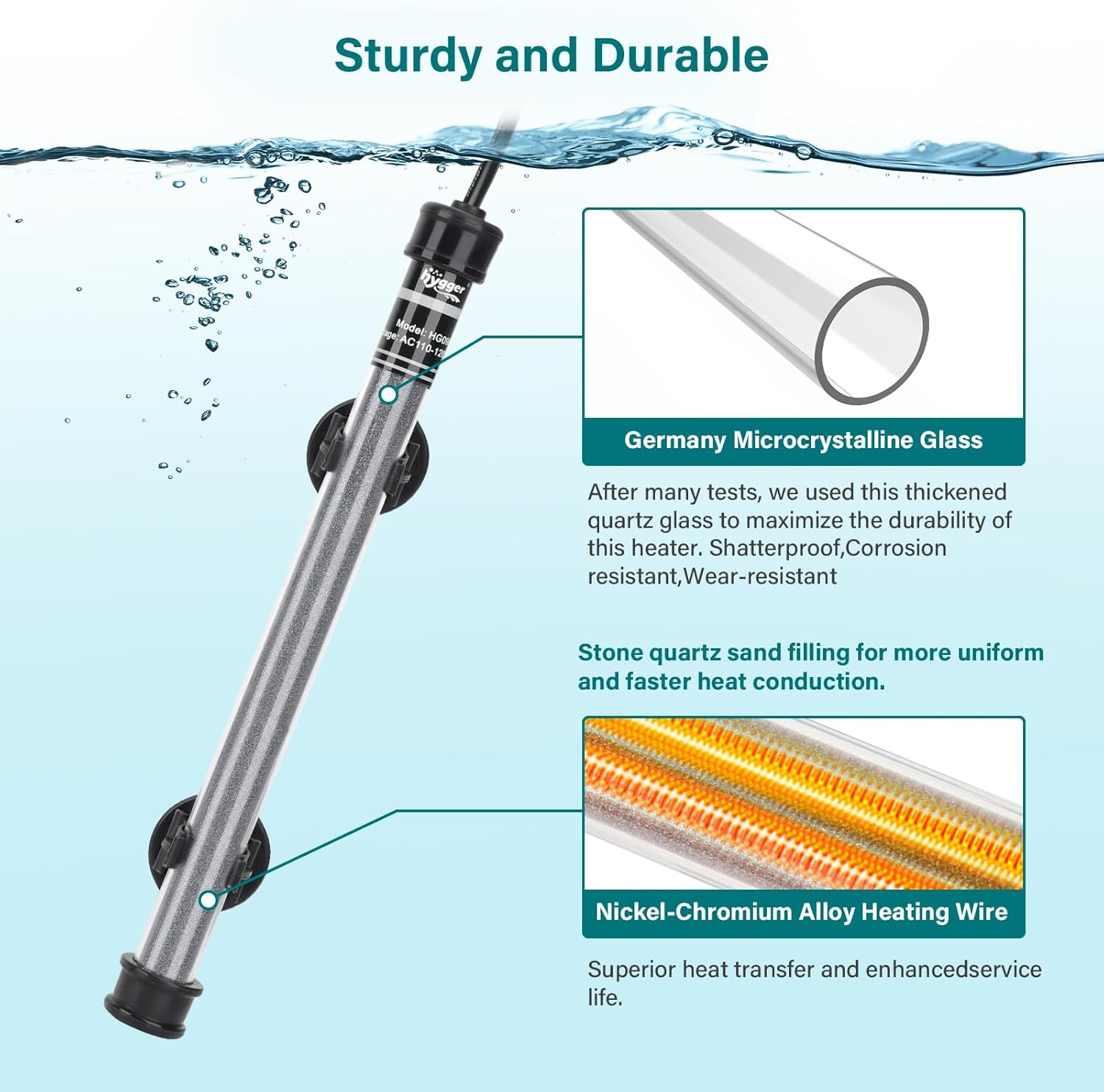 hygger Submersible Aquarium Heater, 100W 150W 200W 300W Adjustable Fish Tahk Heater with Temperature Controller, LED Display, Small Aquarium Betta Heater for up to 20/26/40/48 Gallons