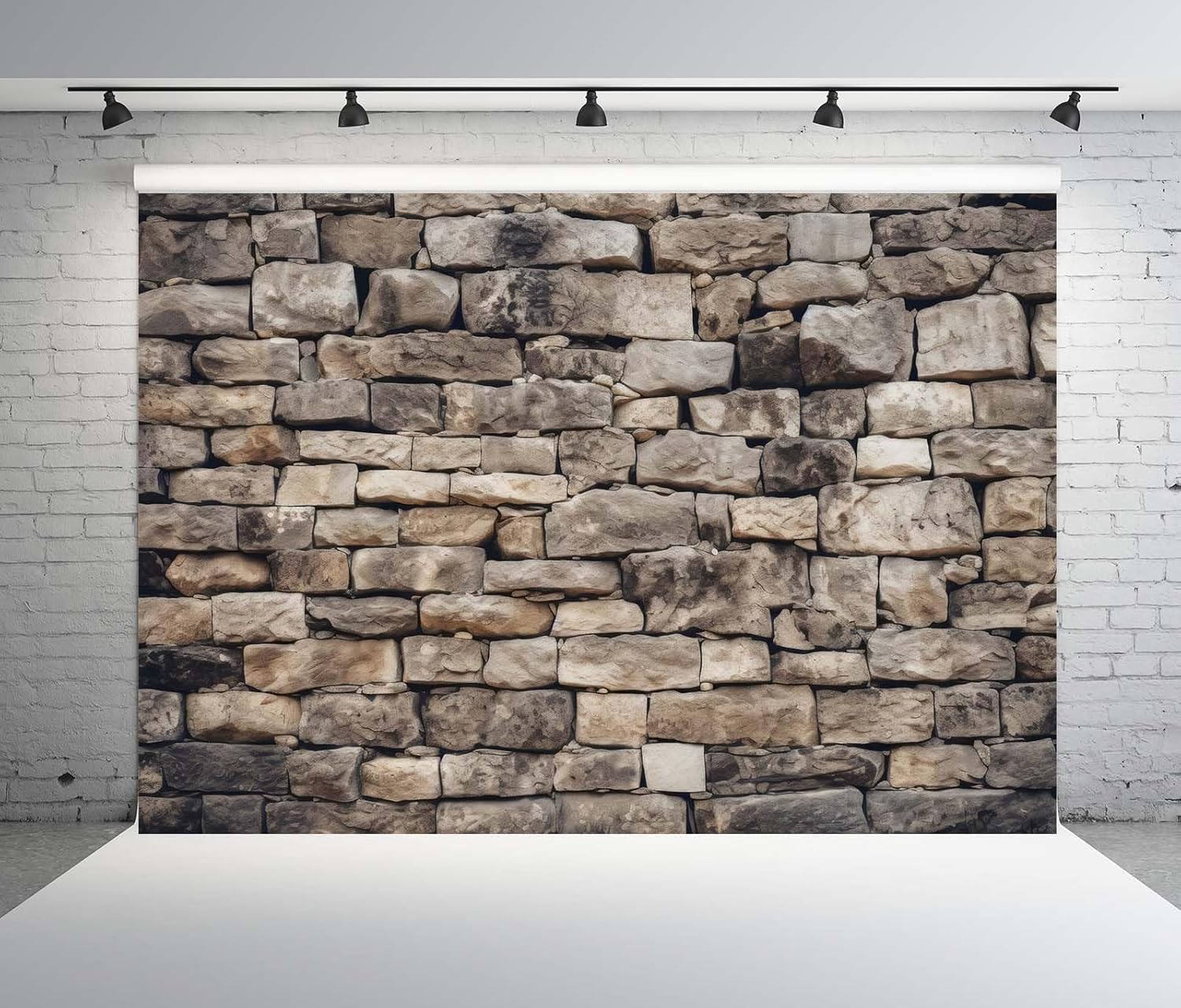 BELECO 9x6ft Fabric Vintage Stone Brick Wall Backdrop Textured Brick Retro Rock Stone Wall Background for Party Decorations Portrait Photoshoot Props