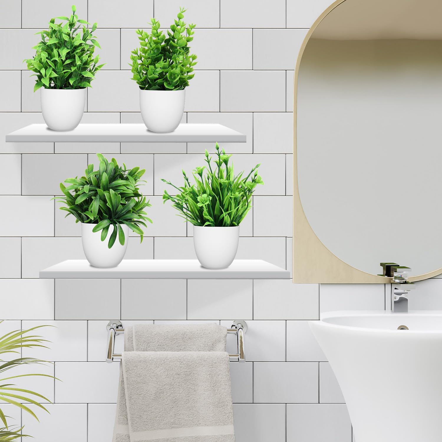 LELEE Artificial Plants Mini Fake Potted Plants, 12 pcs Small Eucalyptus Potted Faux Decorative Grass Plant with White Pot for Home Decor, Indoor, Office, Desk, Shelf, Table Decoration