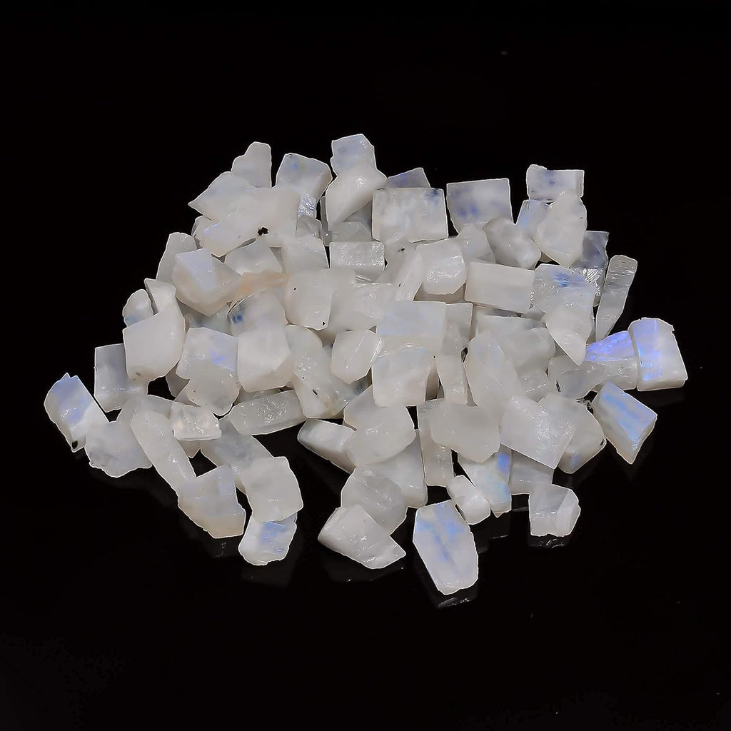 100 carats Natural Blue Flash Raw Moonstone Crystal Rough Gemstone Crystals, Rock, Jewelry Making Supplies, Chakra Healing, Meditation, Art-DIY Stone, 6 to 8pcs