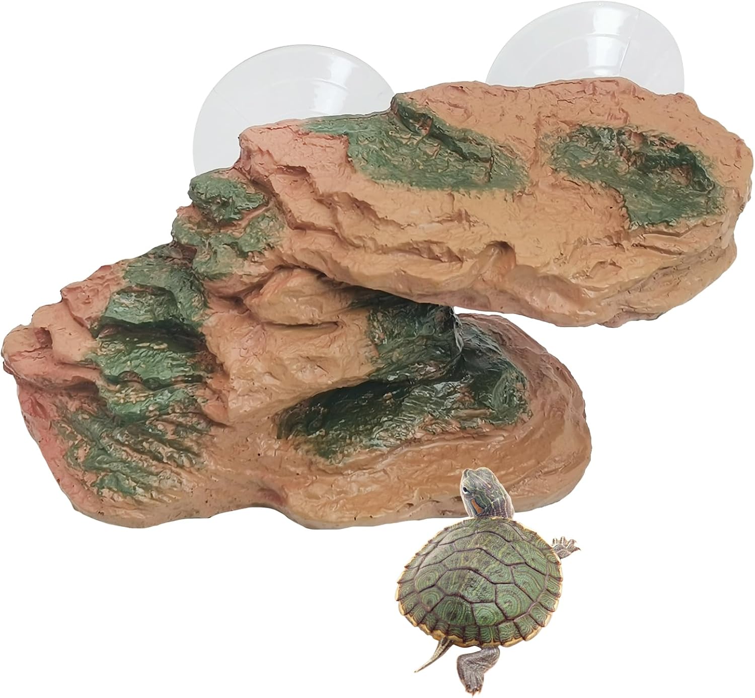 kathson Turtle Basking Platform Floating Turtle Dock Baby Tortoise Climbing Ramp Shale Reptiles Dock Resting Terrace Stone Aquarium Ornament for Frogs Newts (Red Size:8.2”Lx3.3”Wx3.1”H)