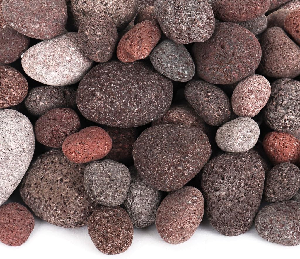 Lava Rock - Tumbled Lava Stones - Red Lava Pebbles - Volcanic Rock - Landscaping Rocks (10 Pound, SM/MD/LG Blend)