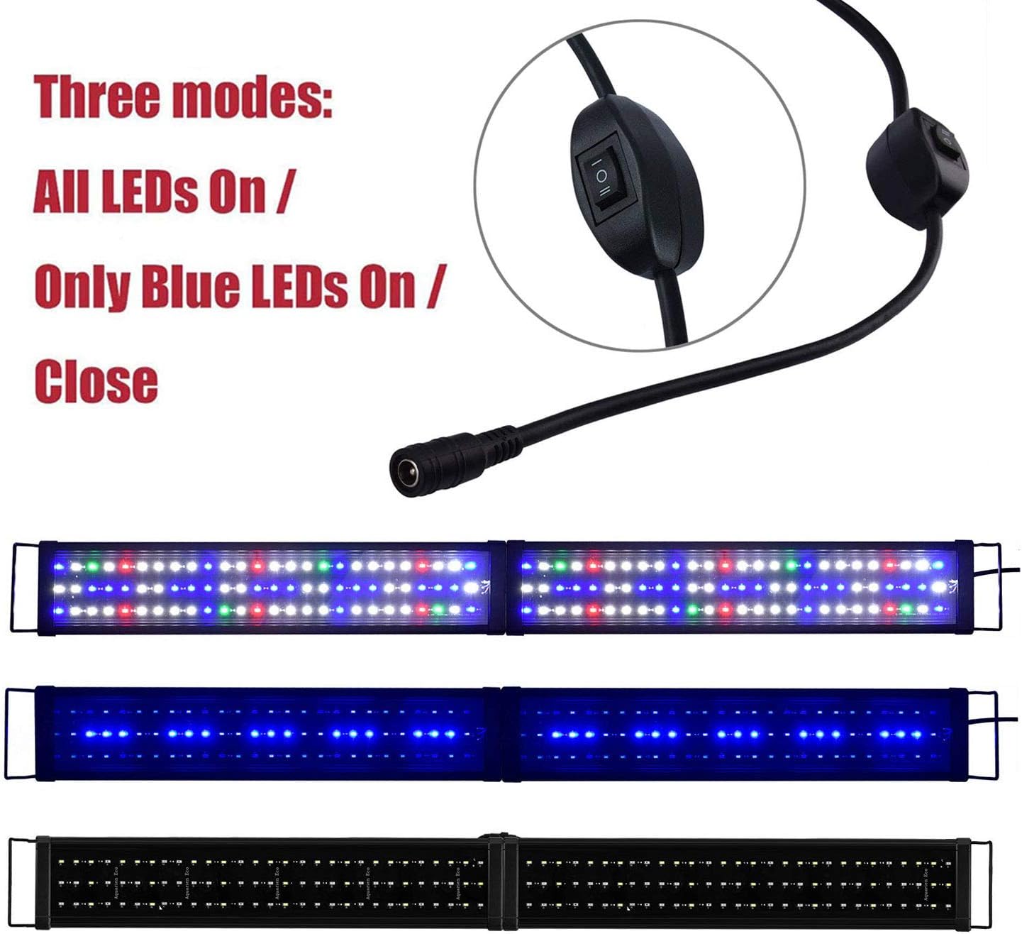 KZKR Upgraded Aquarium Light LED Full Spectrum 48-60 inch Foldable Hood Lamp for Freshwater Marine Plant Multi-Color Decorations Light (24"+24")