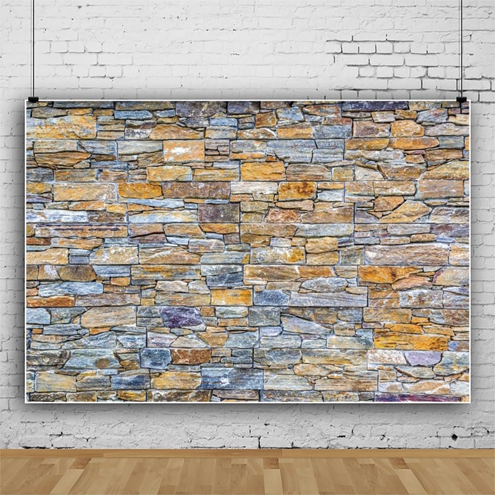 ChloropLastid 15x8ft Brick Wall Backdrop Retro Art Blue Brick Wall Background Rural Style Wall Texture Countryside Photography for Newborn Birthday Baby Shower Party Decorations