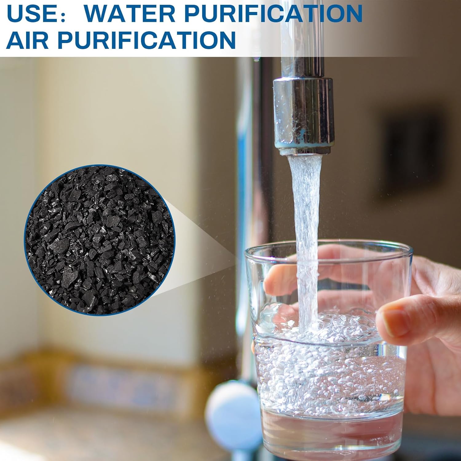 Timgle Bulk Water Air Filter Activated Charcoal Coconut Hull Granular Activated Carbon 10-18 Mesh Water Distiller Charcoal Filters Media for Filtration(6.6 Lbs)