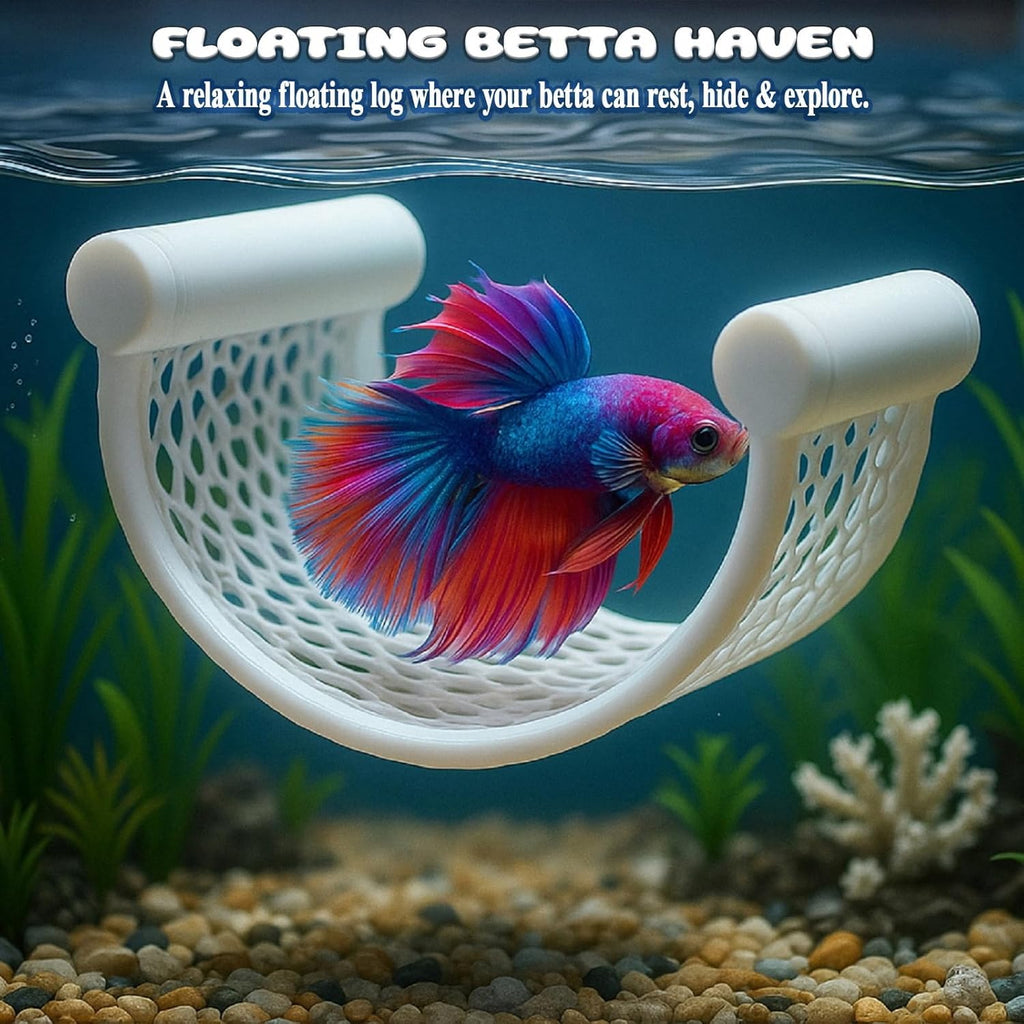 White Betta Fish Hammock – Minimalist Floating Rest Platform for Shrimp, Nano Fish, and Bettas – Clean Aquarium Perch Ledge, Aquascape Decor for Low Flow Tanks, Floating Bed for Small Fish