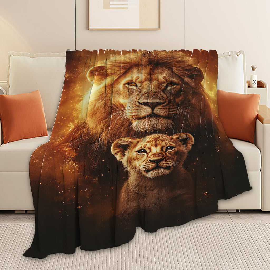 Lion Blanket Lion Cub Throw Blanket Gifts for Men Women Boys Girls Kids Adults Super Soft Cozy Plush Fluffy Fuzzy Fleece Blanket Home Decor 40''X50''