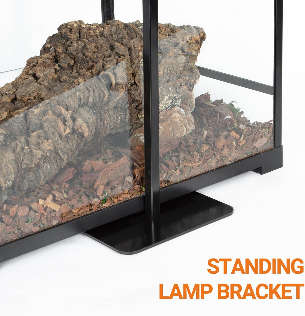 Oiibo Reptile Dual Lamp Stand, Floor Light Holder with Adjustable Heigh Bracket Metal Support for Reptile & Amphibian Terrarium Tank Vivarium Cage