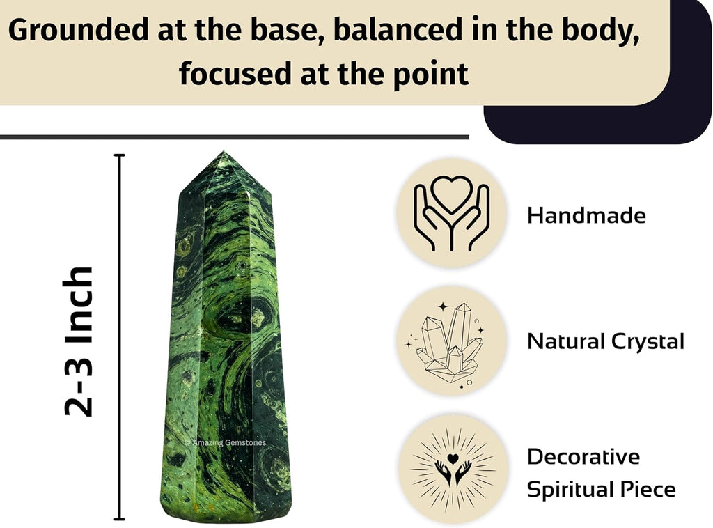 Amazing Gemstone Kambaba Jasper Crystal Towers - Natural Healing Crystal Point Obelisk for Reiki Healing and Crystal Grid (2 Inch to 3 Inch)