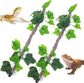 VCEPJH Reptile Climbing Branch Decor 2 Pcs Bendable Jungle Vine with Suction Cup Terrarium Plant Decoration for Gecko Bearded Dragons, Snake,Frogs, Chameleons Cage Accessories (W)