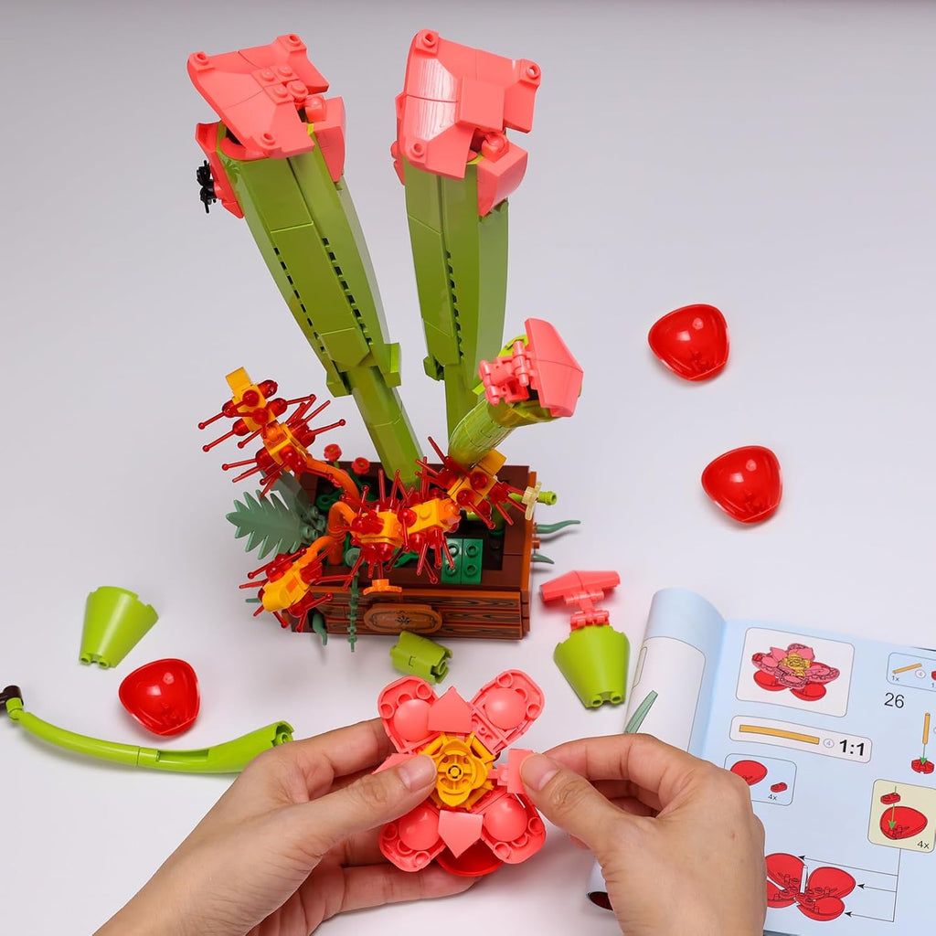 Carnivorous Plant Building Set, Tropical Rainforest Creative Botanicals Plants Bricks, Artificial Plant Kit Home Decor, Gift for Plant Lovers for Her Adults Kids Boys Girls 12+ (455PCS)