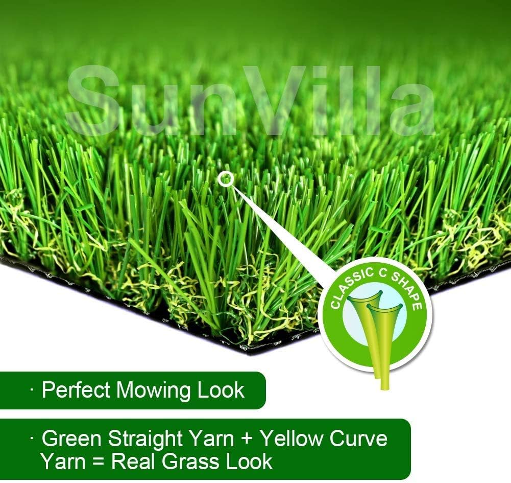 SunVilla 7'x85' Artificial Grass Realistic, [Customized Sizes] Grass Height 1 3/8" Indoor/Outdoor Artificial Grass/Turf Many Sizes 7FTx85FT (595 Square FT)