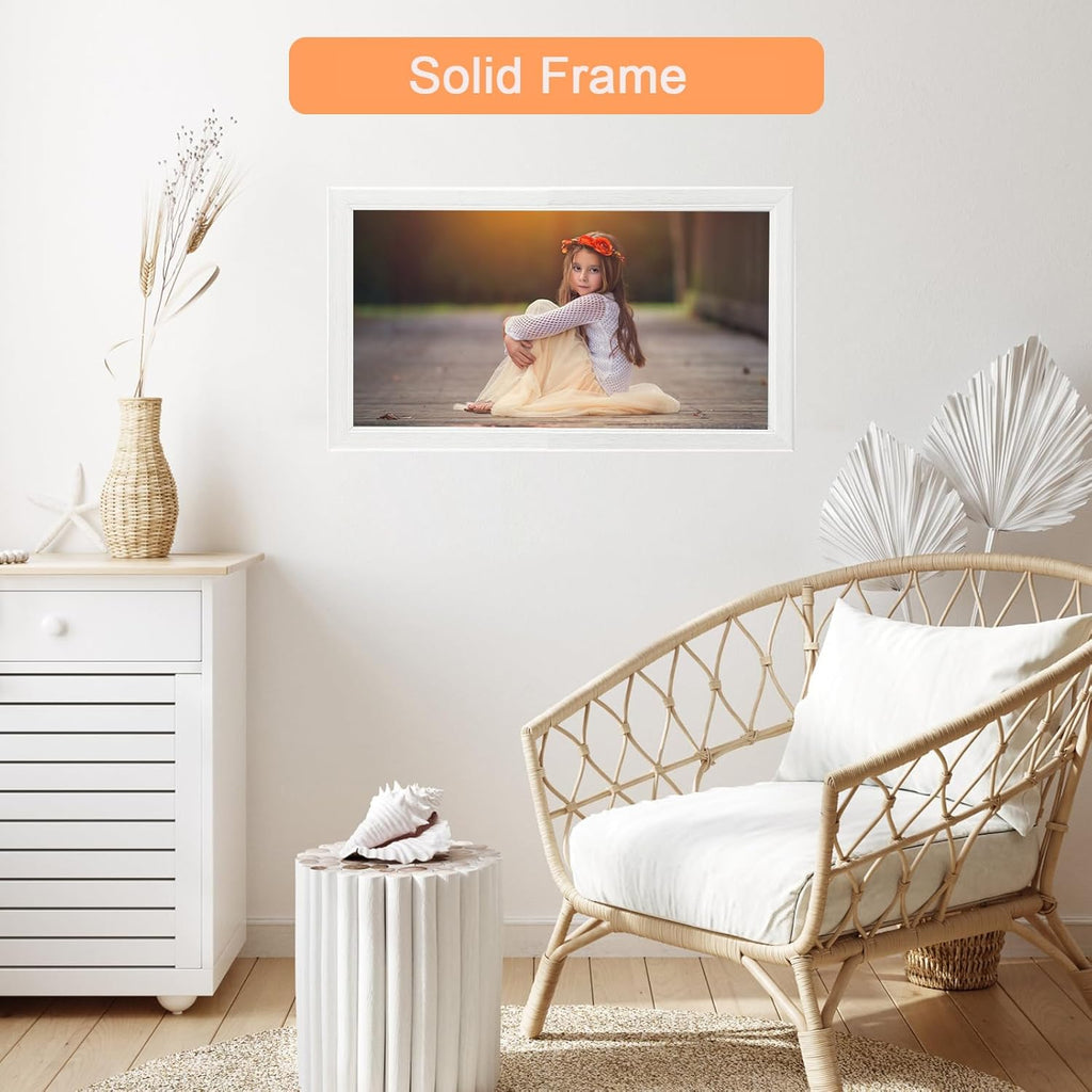 20x40 Wood Frame White, Modern Natural Woodgrain 40x20in Picture Frame, Rustic Wooden 20 x 40 inch Gallery Wall Photo Poster Frame with HD Plexiglass, Horizontal Vertical Wall Mounting Display 1pcs