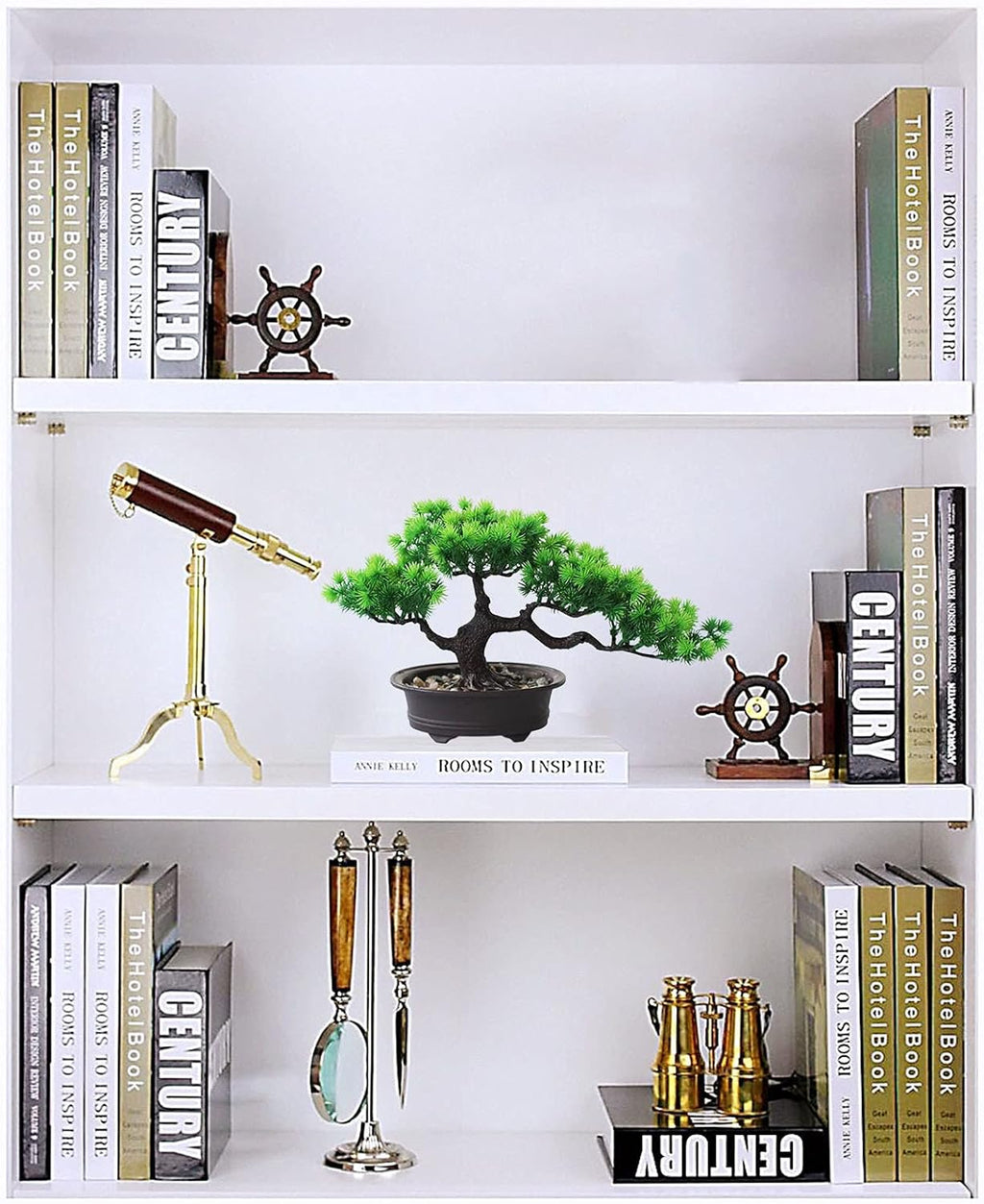 Artificial Bonsai Tree Fake Plant Decoration Potted Tree Faux House Plants Small Japanese Pine Bonsai Plant for Indoor Home Decoration Office Hotel Windowsill Desktop Display Zen Decor Trees