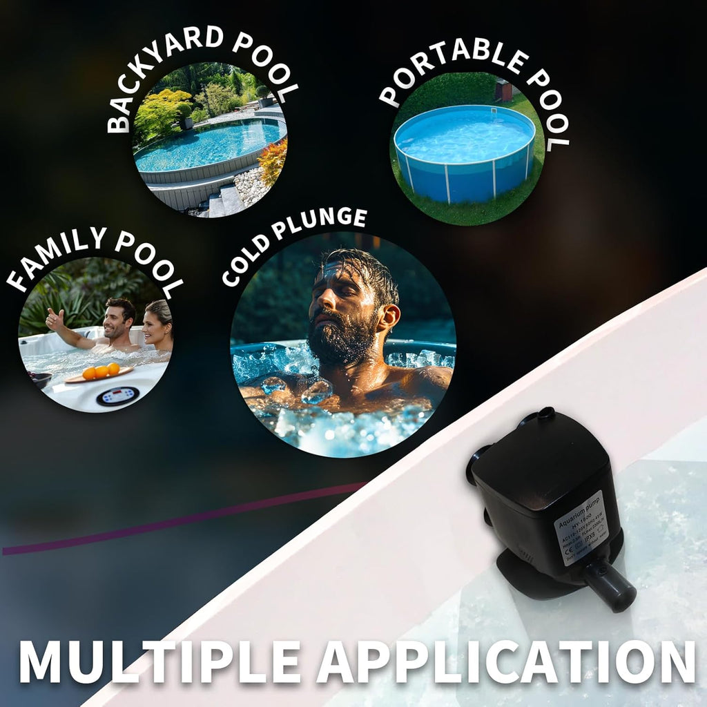 600GPH Cold Plunge Filter for 300-1000 Gal U-V Sanitation, Cold Pod Ice Bath Tub Filter, Small Pool Filter with Green Cleaning Machine Pool for Cold Pod Ice Bath Tub Hot Tub Water Clean