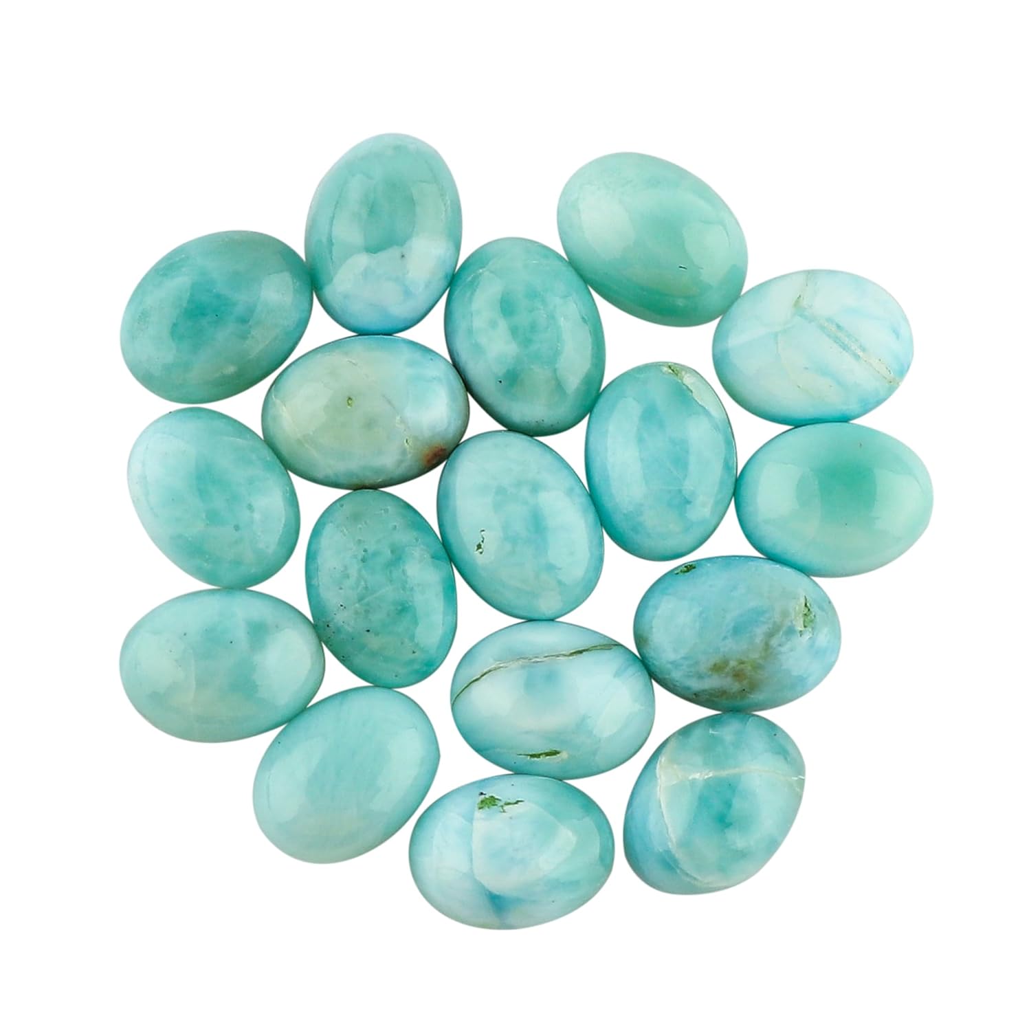 CRYSTALIS Wholesale 25cts, 8x6mm Natural Larimar Loose Gemstone Bulk Cabochons Jewelry Making Supply, Chakra Healing Polished Stones, Wire Wrapping, DIY, Gem Collection, 16+pcs