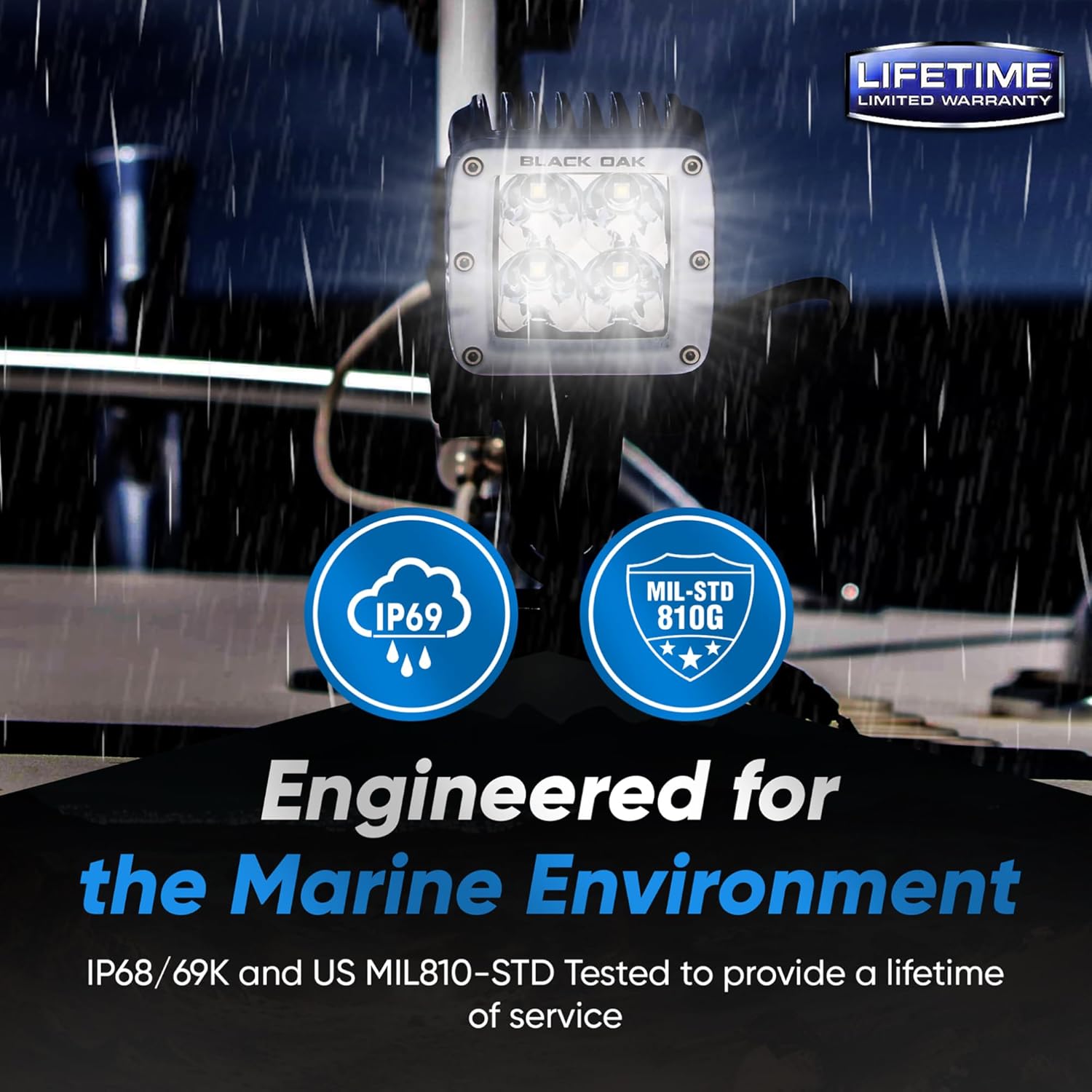 Black Oak LED Pro Series 3.0 Marine 2 Inch POD Light: Flood/Spot 40W CREE XM-L2| Waterproof Lighting for Offroad Trucks, Jeep, ATV, UTV, Boats (Spot with Mount, 1 Pack)