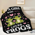 Frog Blanket Just A Girl Who Loves Frogs Cute Cartoon Frog Throw Blanket Gifts for Girls Boys Kids Women Men Adults Super Soft Cozy Plush Fluffy Fuzzy Fleece Blanket Home Decor 50''X60''