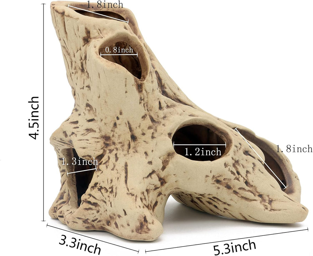 ALEGI Aquarium Tree Stump Hole for Betta Fish Toys,Rock Cave Cichlid Stone Betta Fish Accessories 10, 20 Gallon Fish Tank Decorations, Aquarium Rocks Decor