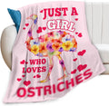 Just A Girl Who Loves Ostriches Throw Blanket Ostrich Print Throw Blankets Gifts for Couch Sofa Bed Stuff Decor Soft Cozy Fleece Plush Warm Flannel Bedding for Lover 50"x60"