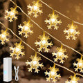 Christmas Lights, 20FT 40 LED Snowflake Fairy Lights Battery Operated Indoor, Rechargeable String Lights, Mini Twinkle Lights with 8 Modes & Timer for Bedroom Party Xmas Tree Decorations Warm White